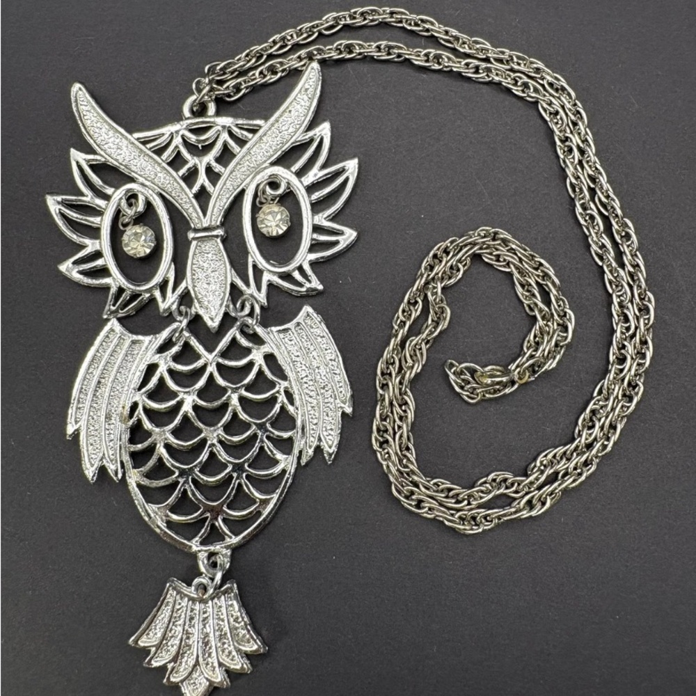 Chic Silver-Tone Owl Necklace